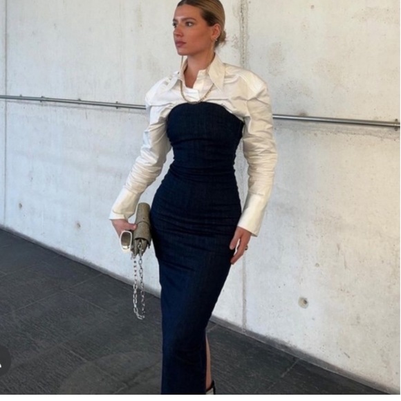 NWT Zara dark denim midi dress - Picture 6 of 7